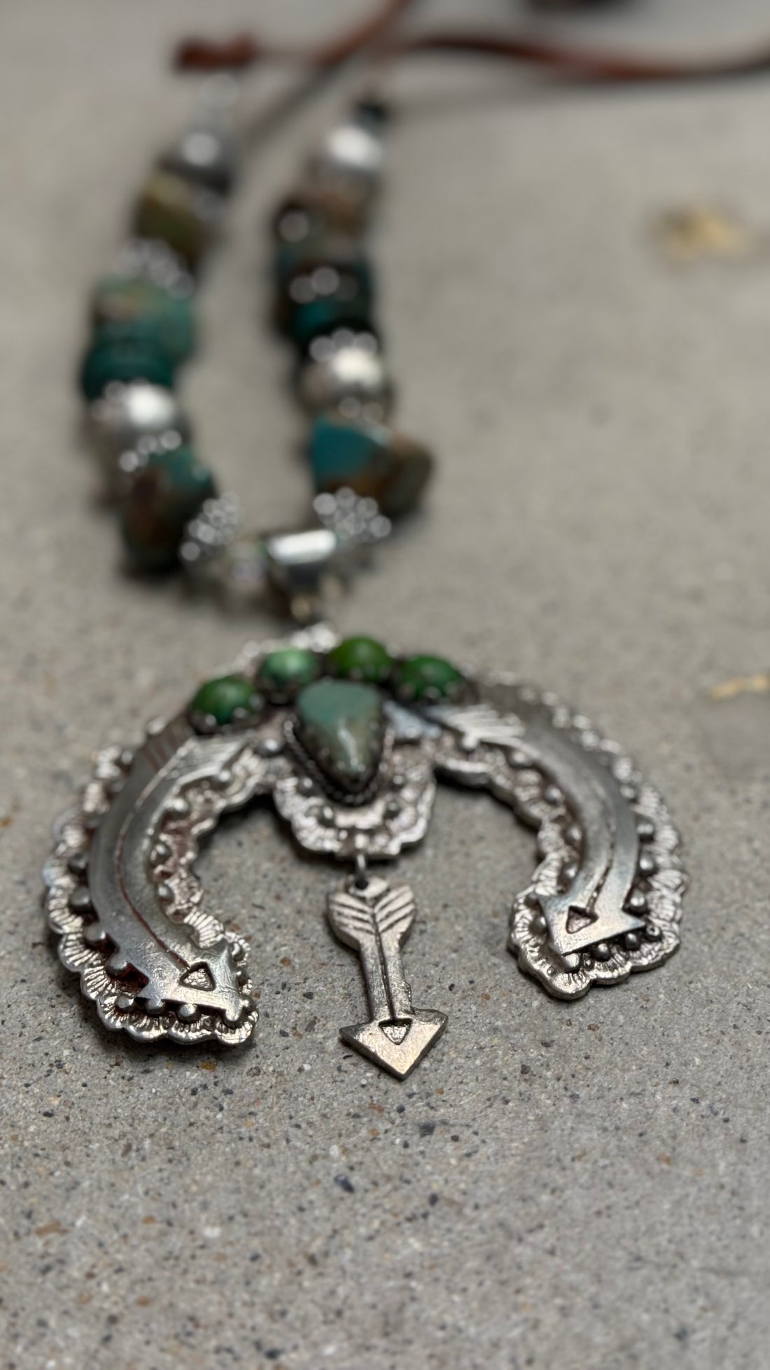 Turquoise Naja on Leather Necklace