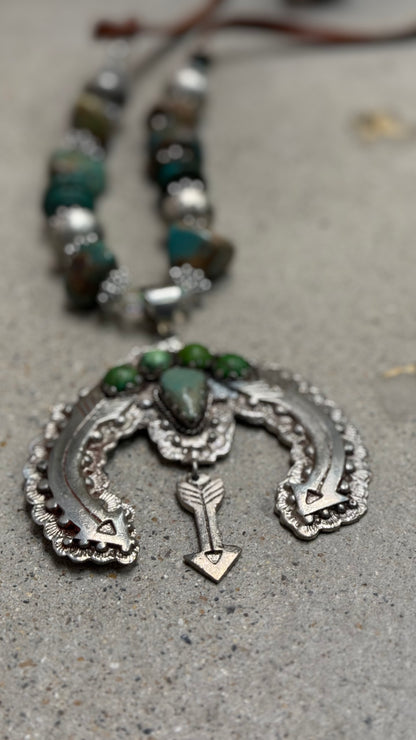 Turquoise Naja on Leather Necklace
