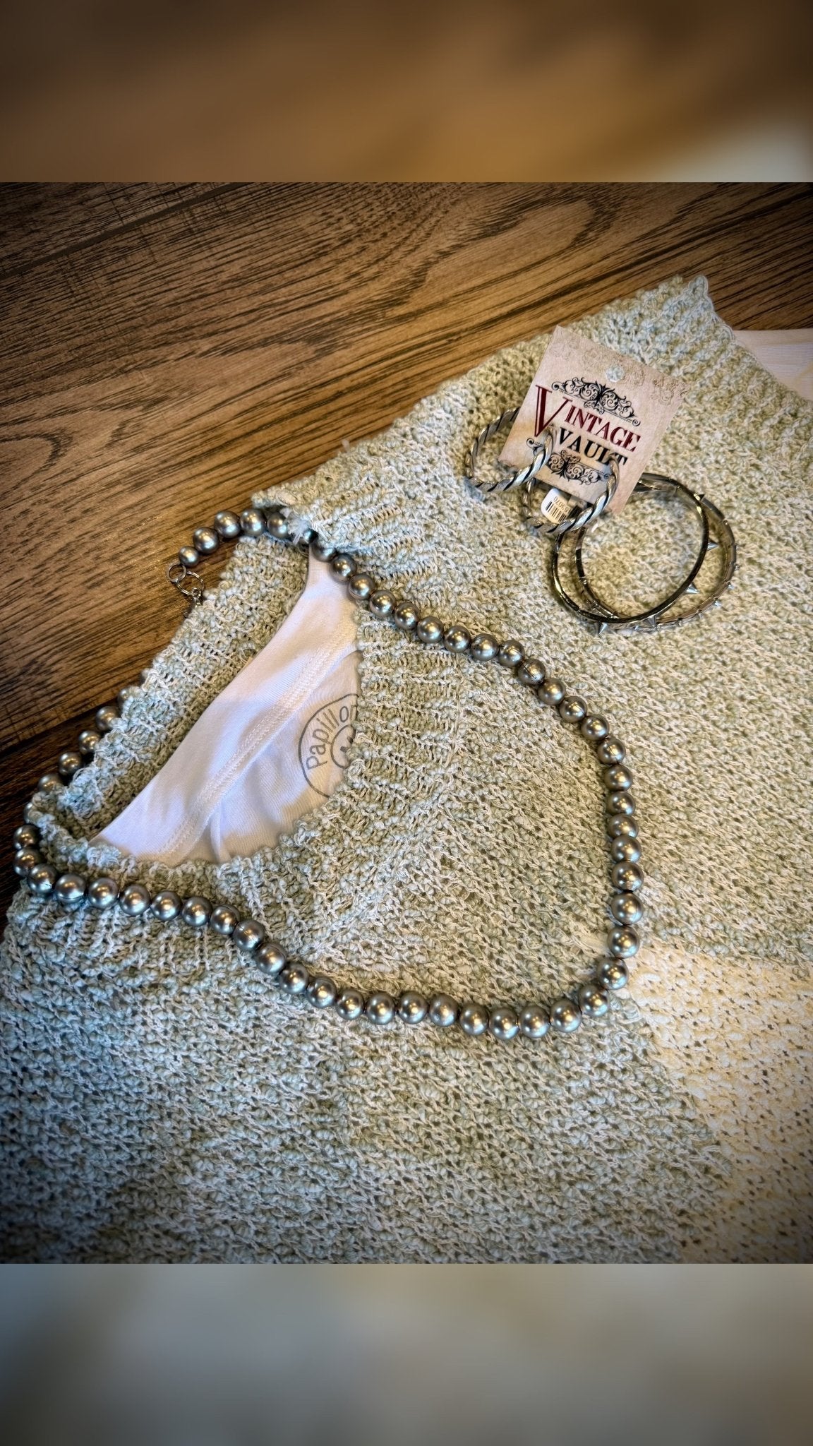 Simple 10mm Silver Beaded Necklace - Vintage Vault Boutique