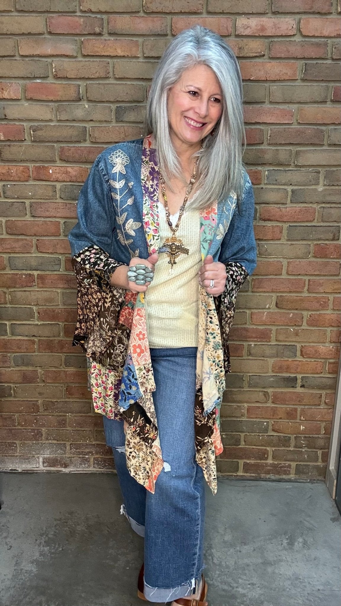 Western Embroidered Long Shrug - Vintage Vault Boutique