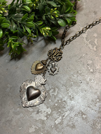 Brass Chain w/3 Hrts