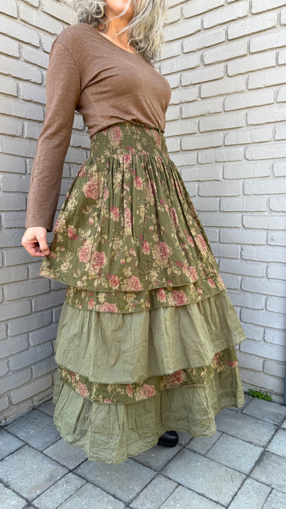 Kais Layered Skirt in Moss