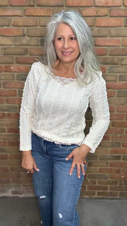Cream Lace Detail Top