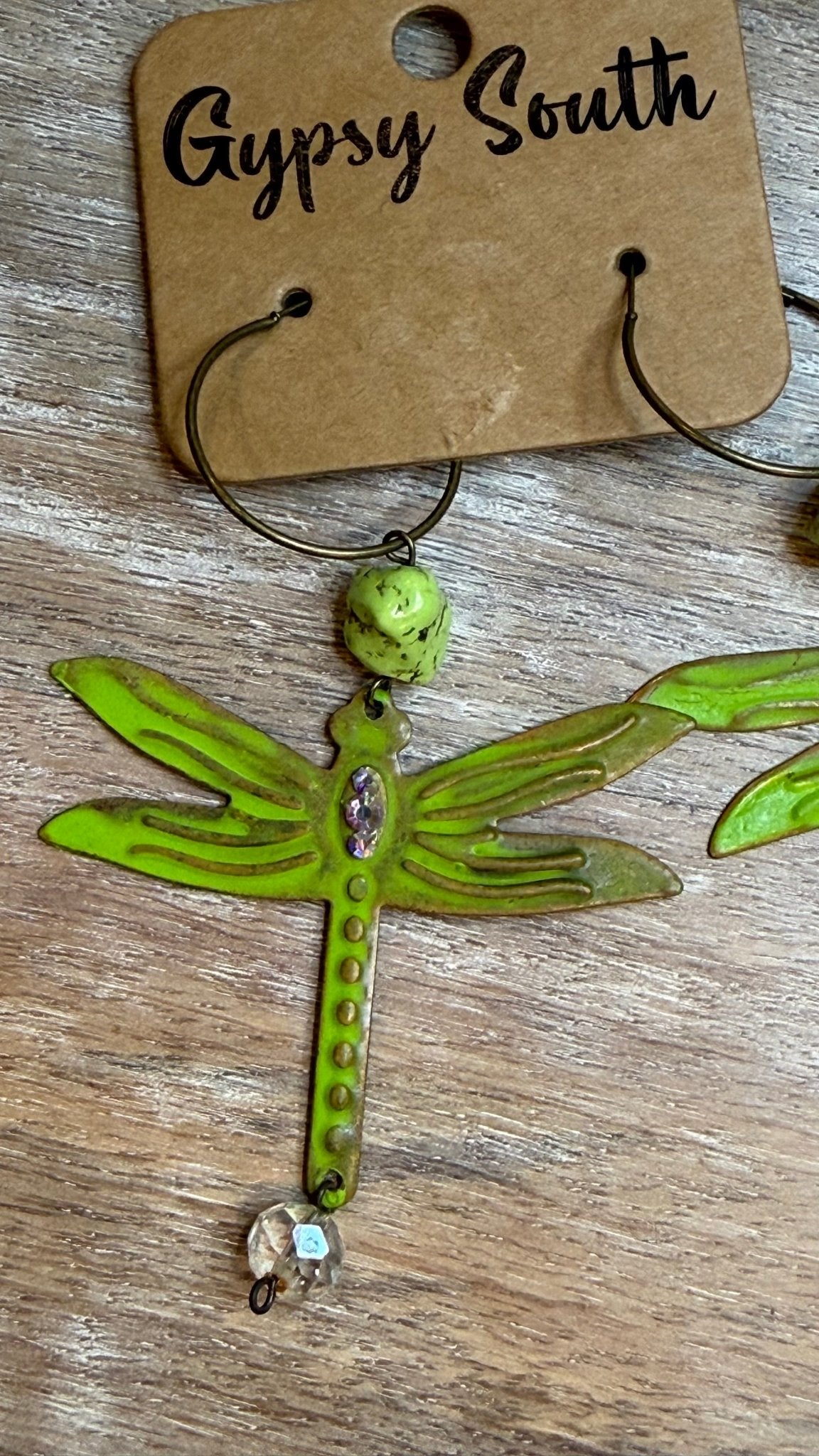 Metal Green Dragonfly Earring - Vintage Vault Boutique