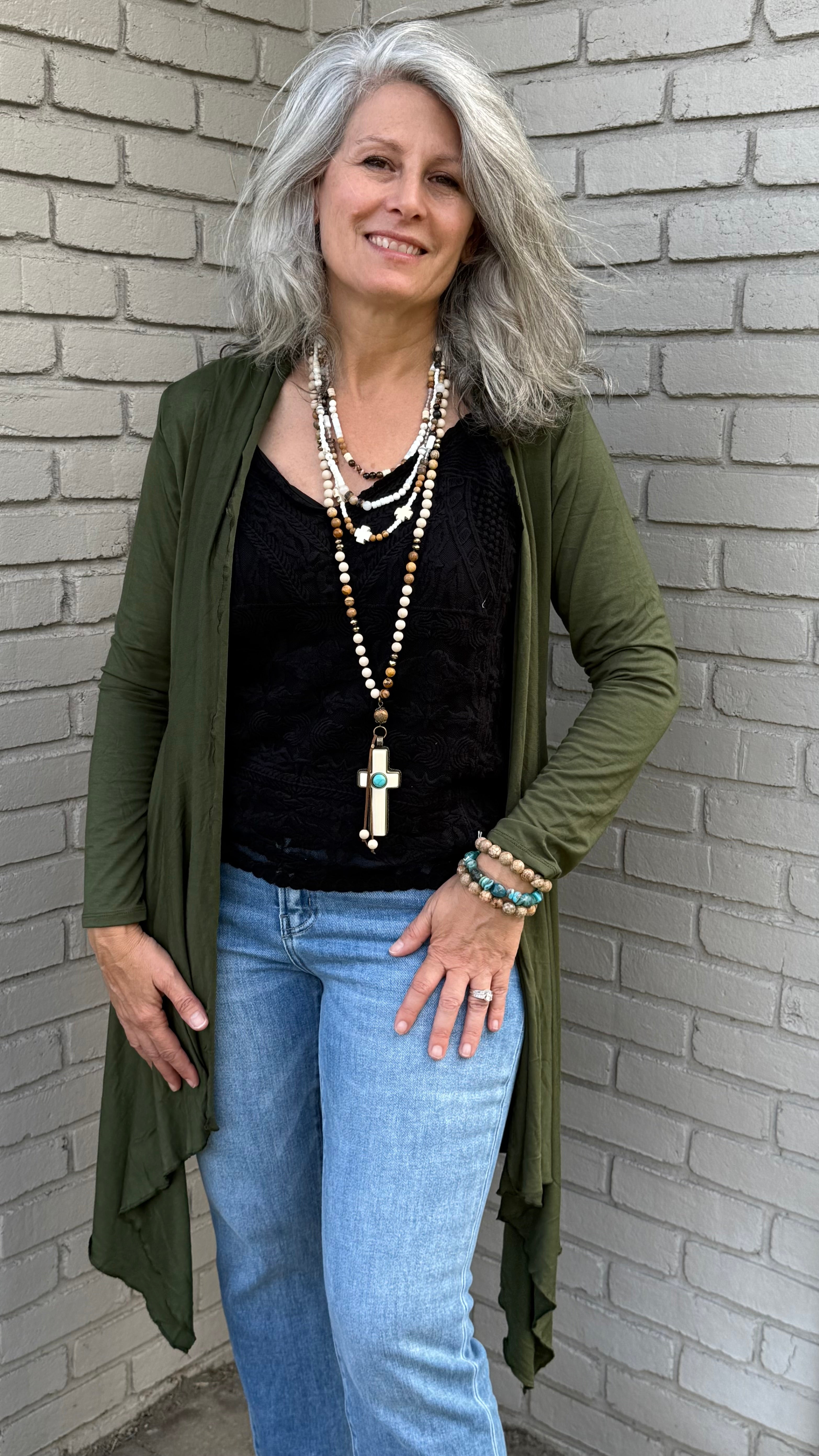 Forest Green Knit Cardigan