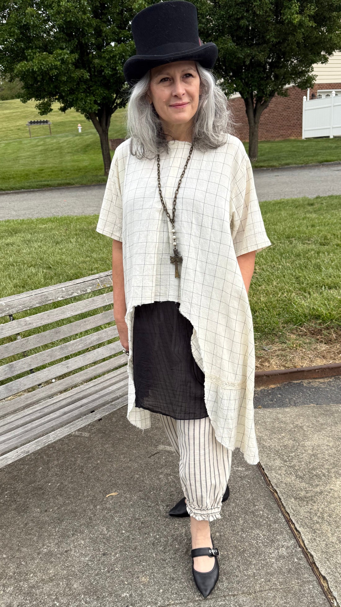 Paquerette Hi Lo Tunic Check M