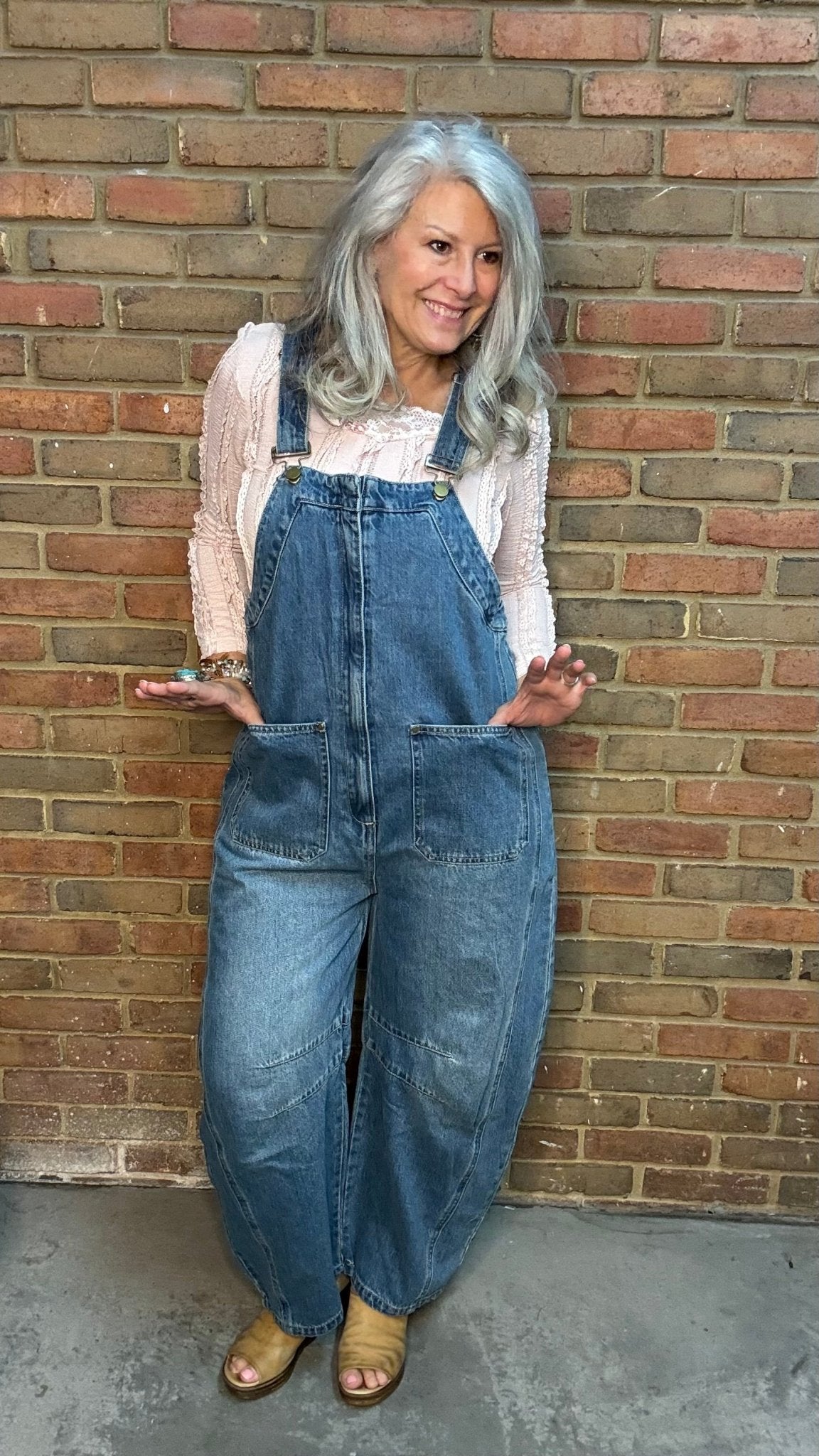 Wide-Leg Denim Overalls - Vintage Vault Boutique