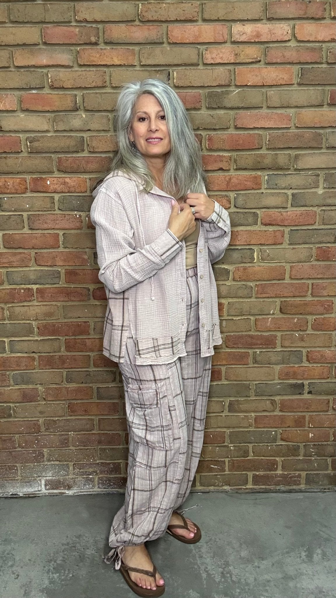Dusty Lavender Plaid Joggers - Vintage Vault Boutique