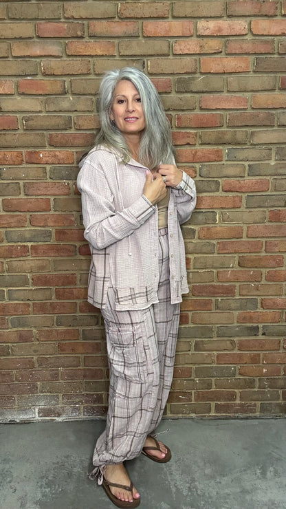 Dusty Lavender Plaid Joggers