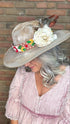 Tan Hat with Embroidery Band - A Rare Bird - Vintage Vault Boutique