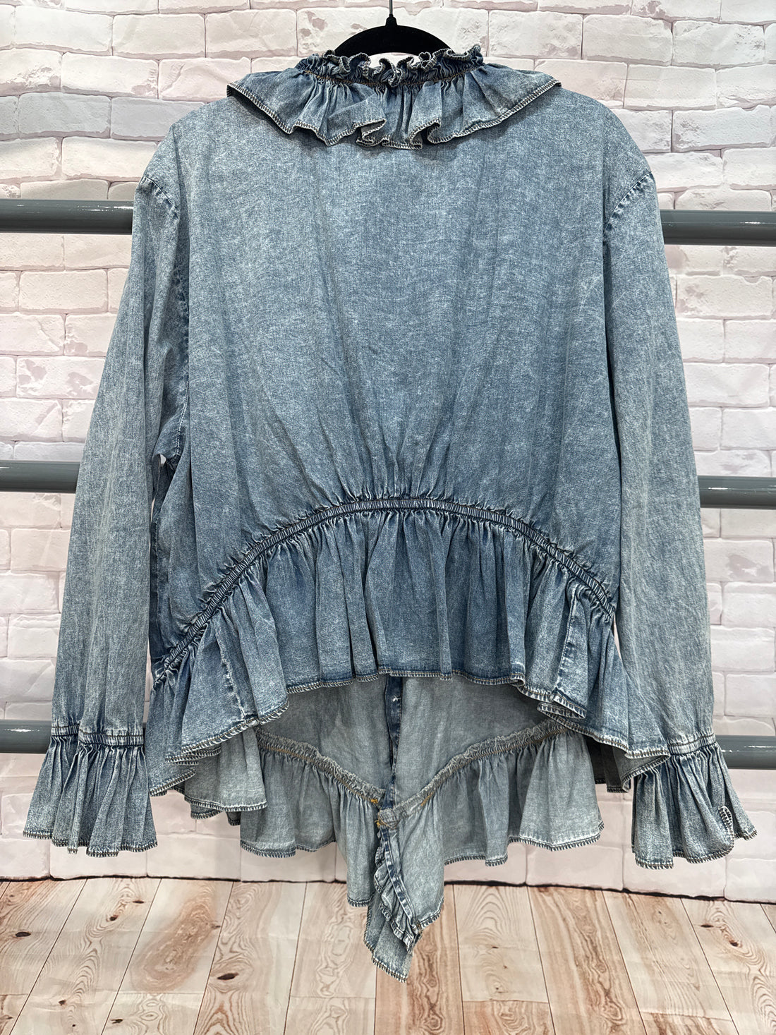 Denim Ruffle Shirt