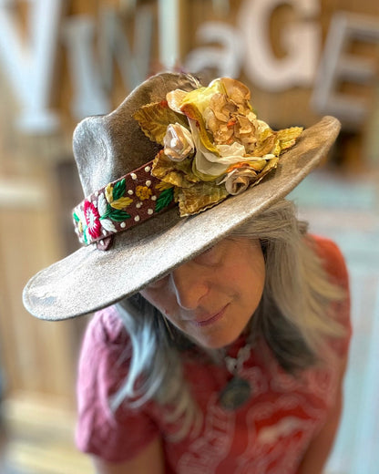 Embroidery Band Hat by A Rare Bird - Vintage Vault Boutique
