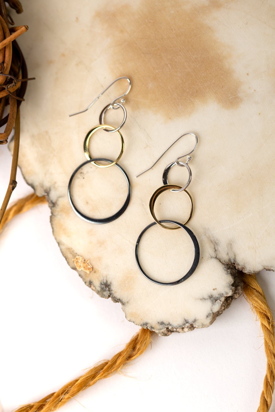 Creating Connections Large Hoop Simple Earrings E002 - Vintage Vault Boutique