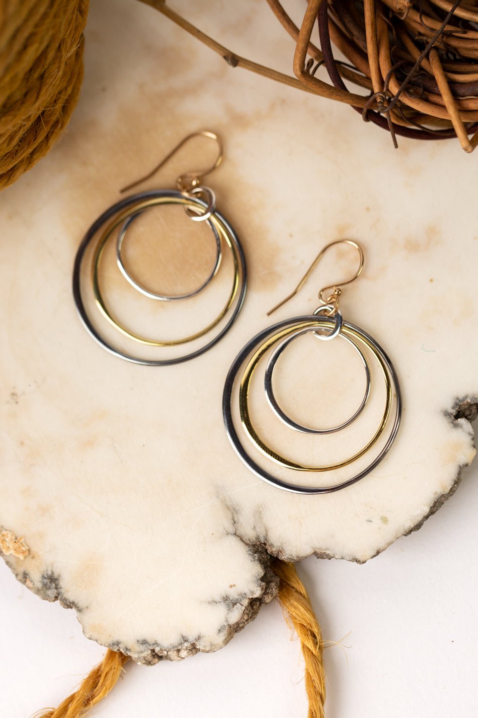 Creating Connections Mixed Metal Earrings E008 - Vintage Vault Boutique