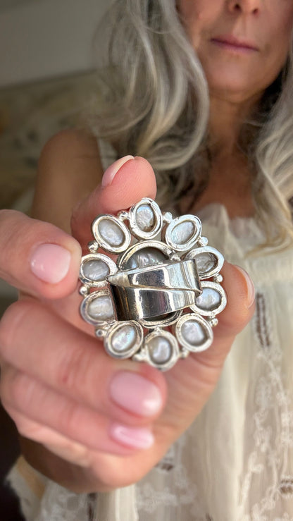 Small Pearl Cluster Ring