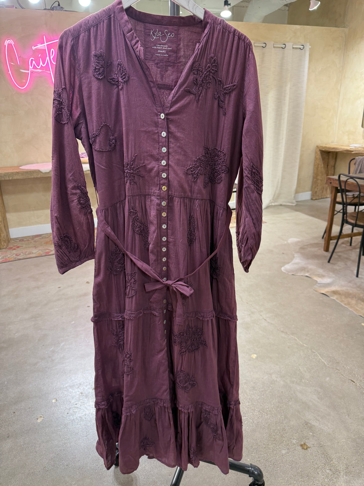 Idris - Embroidery Mulled Wine Dress