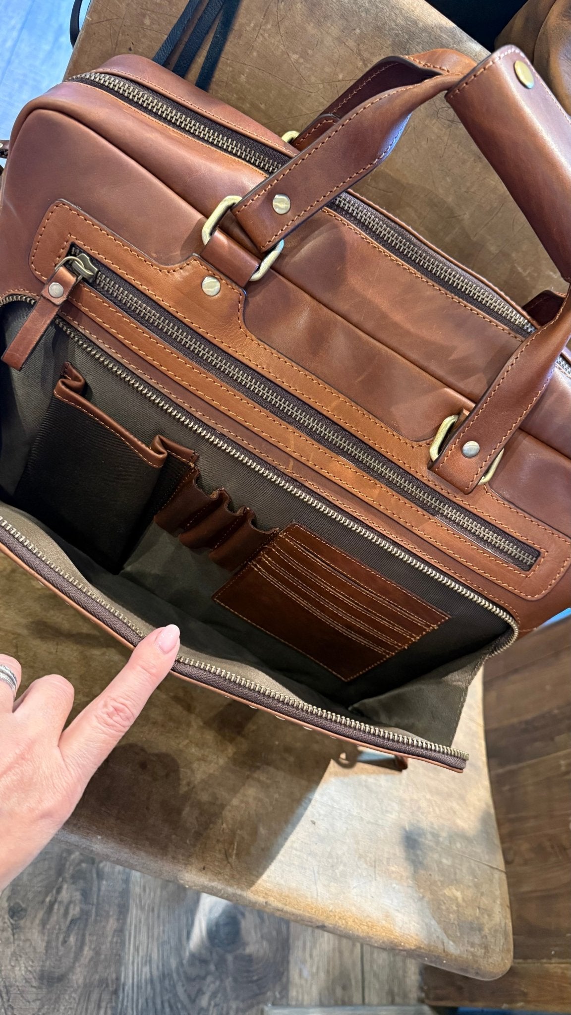 Brown Leather Computer Bag - Vintage Vault Boutique
