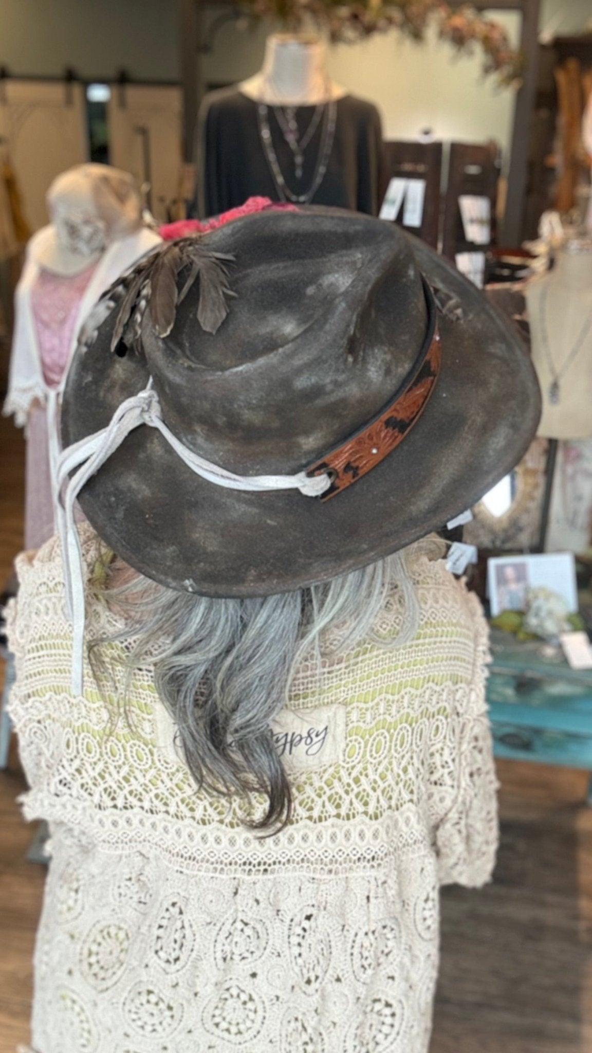 Red Rose Brown Cowboy Hat by A Rare Bird - Vintage Vault Boutique