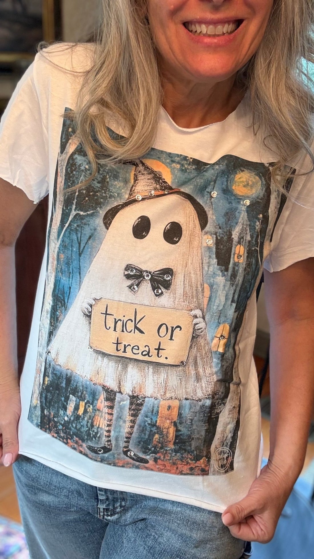 Trick or Treat Witch Ghost Tee - Vintage Vault Boutique