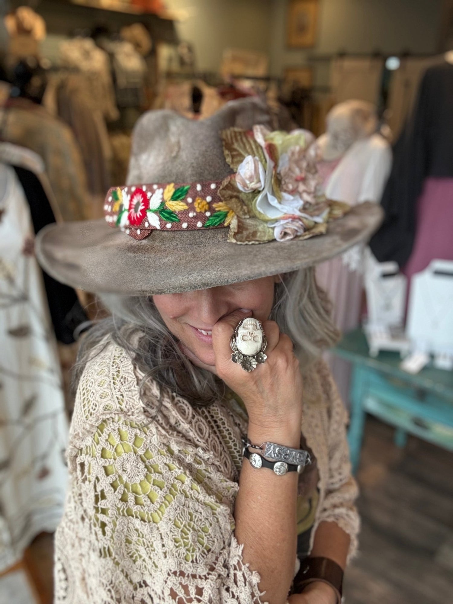 Embroidery Band Hat by A Rare Bird - Vintage Vault Boutique