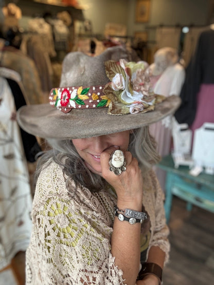 Embroidery Band Hat by A Rare Bird - Vintage Vault Boutique