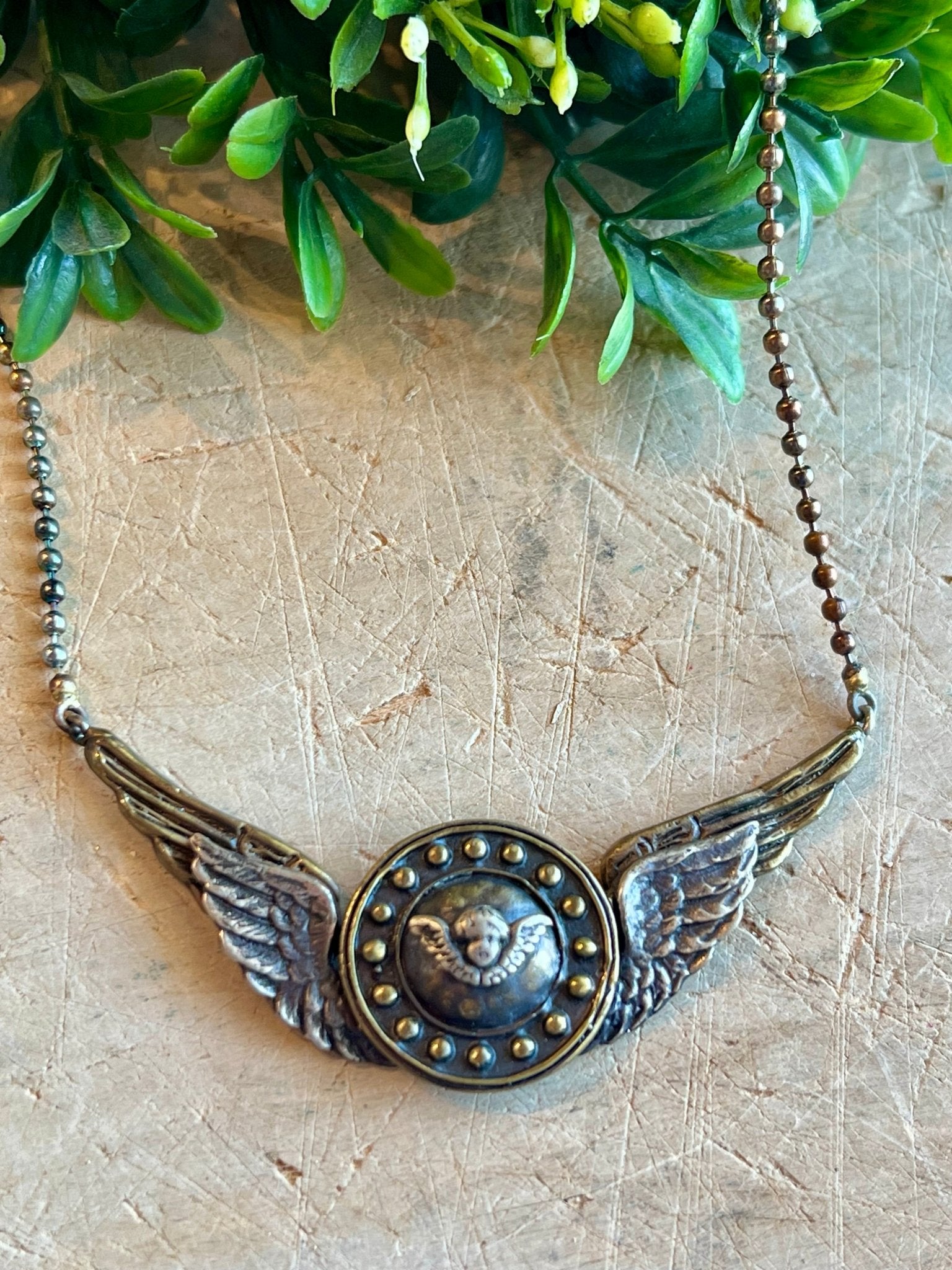 Winged Cherub Necklace - Vintage Vault Boutique