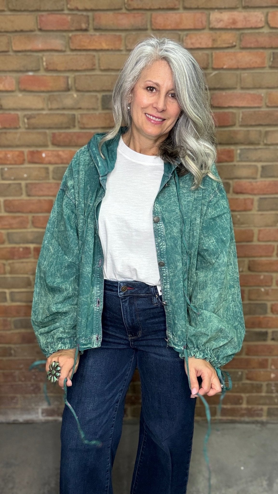 Teal Hoodie Wind Jacket - Vintage Vault Boutique