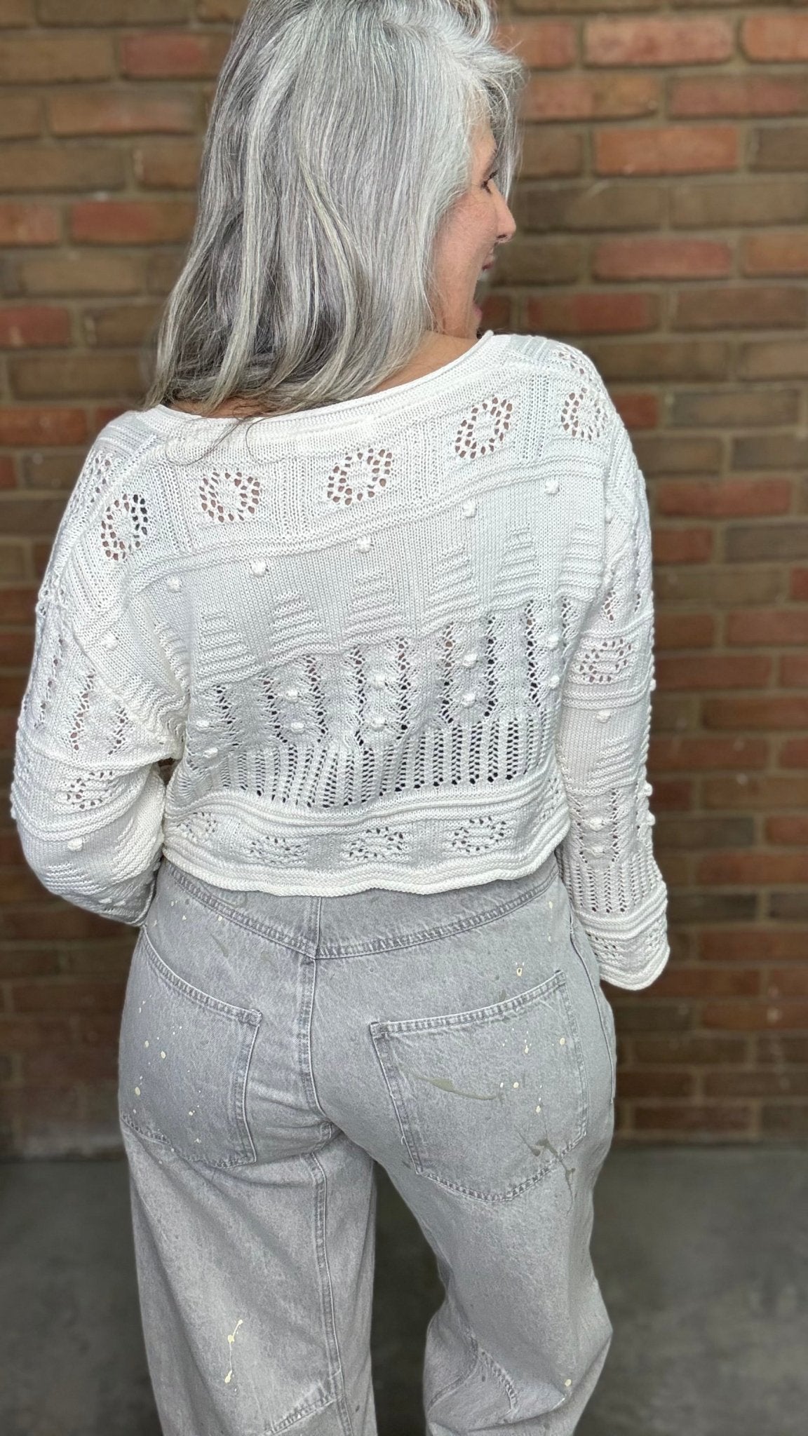 Knit Bell Sleeve Crop Sweater Top - Vintage Vault Boutique