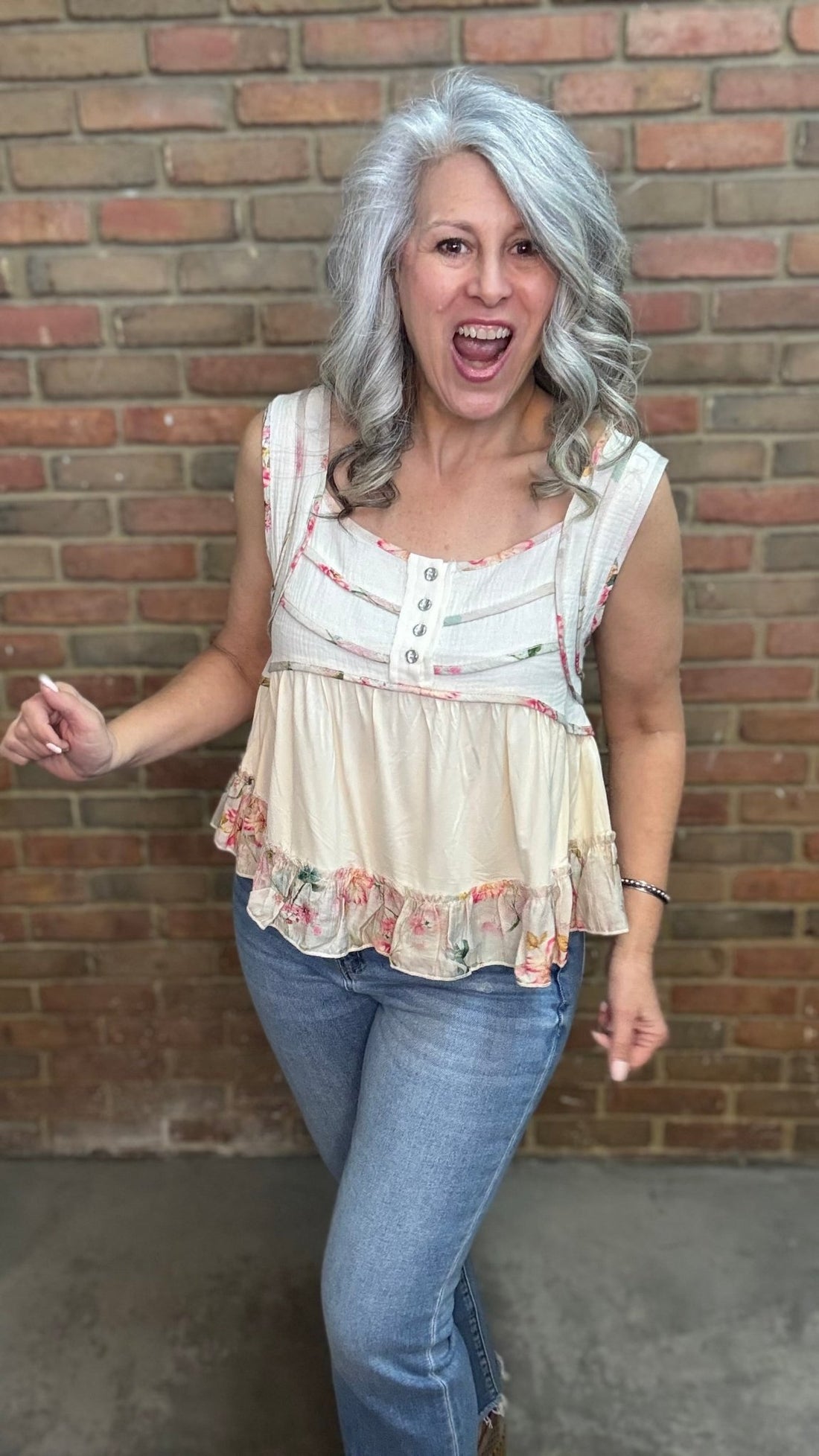 Natural Babydoll Tank Top - Vintage Vault Boutique