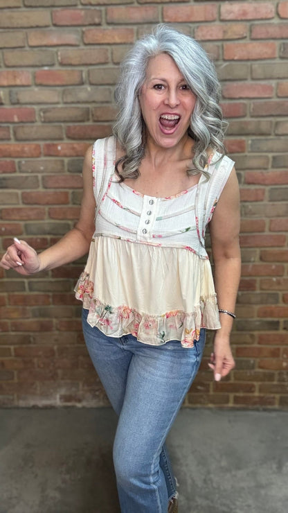 Natural Babydoll Tank Top - Vintage Vault Boutique