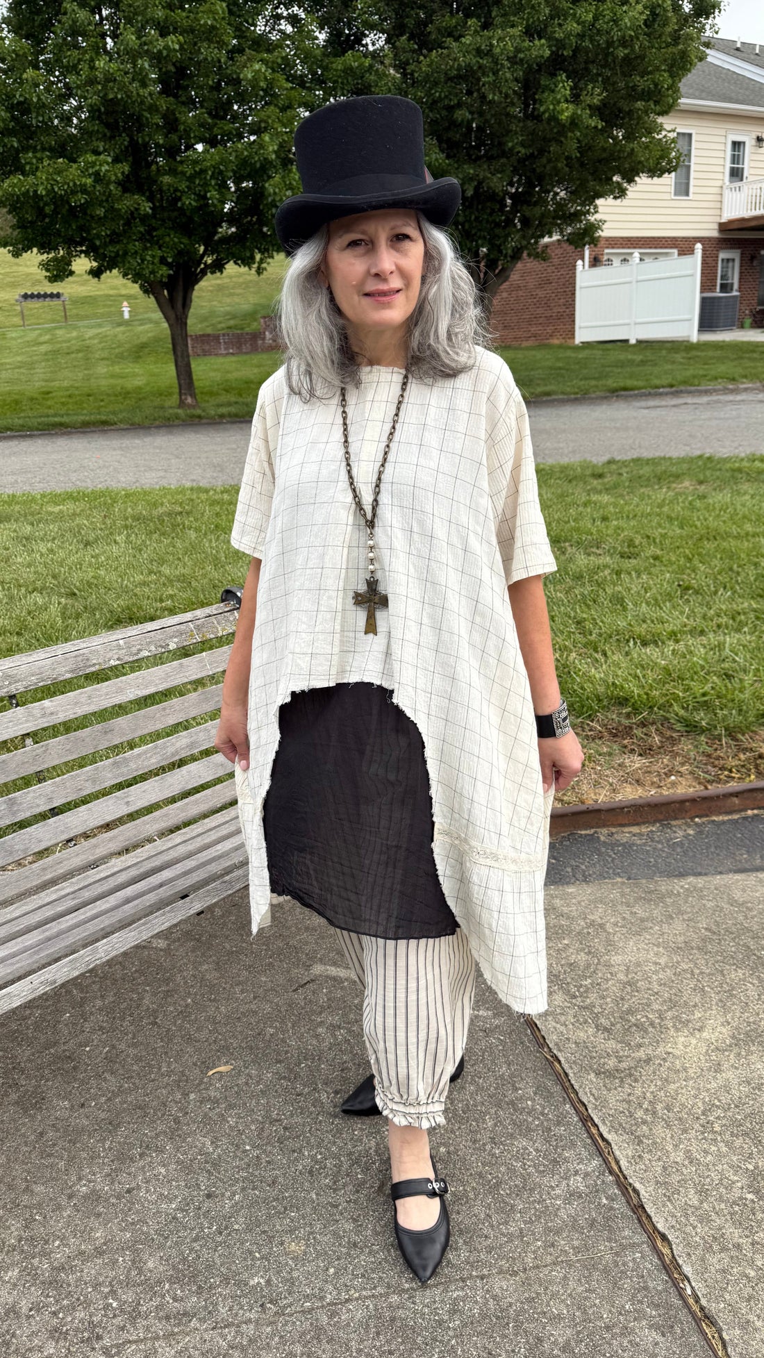 Paquerette Hi Lo Tunic Check M