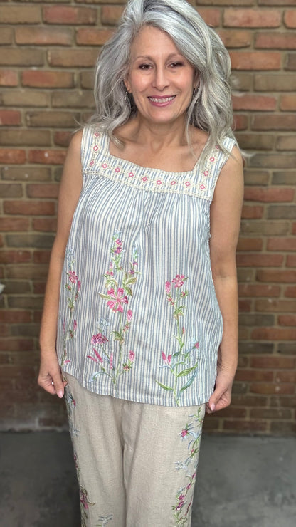 Linen Stripe Smock Tank