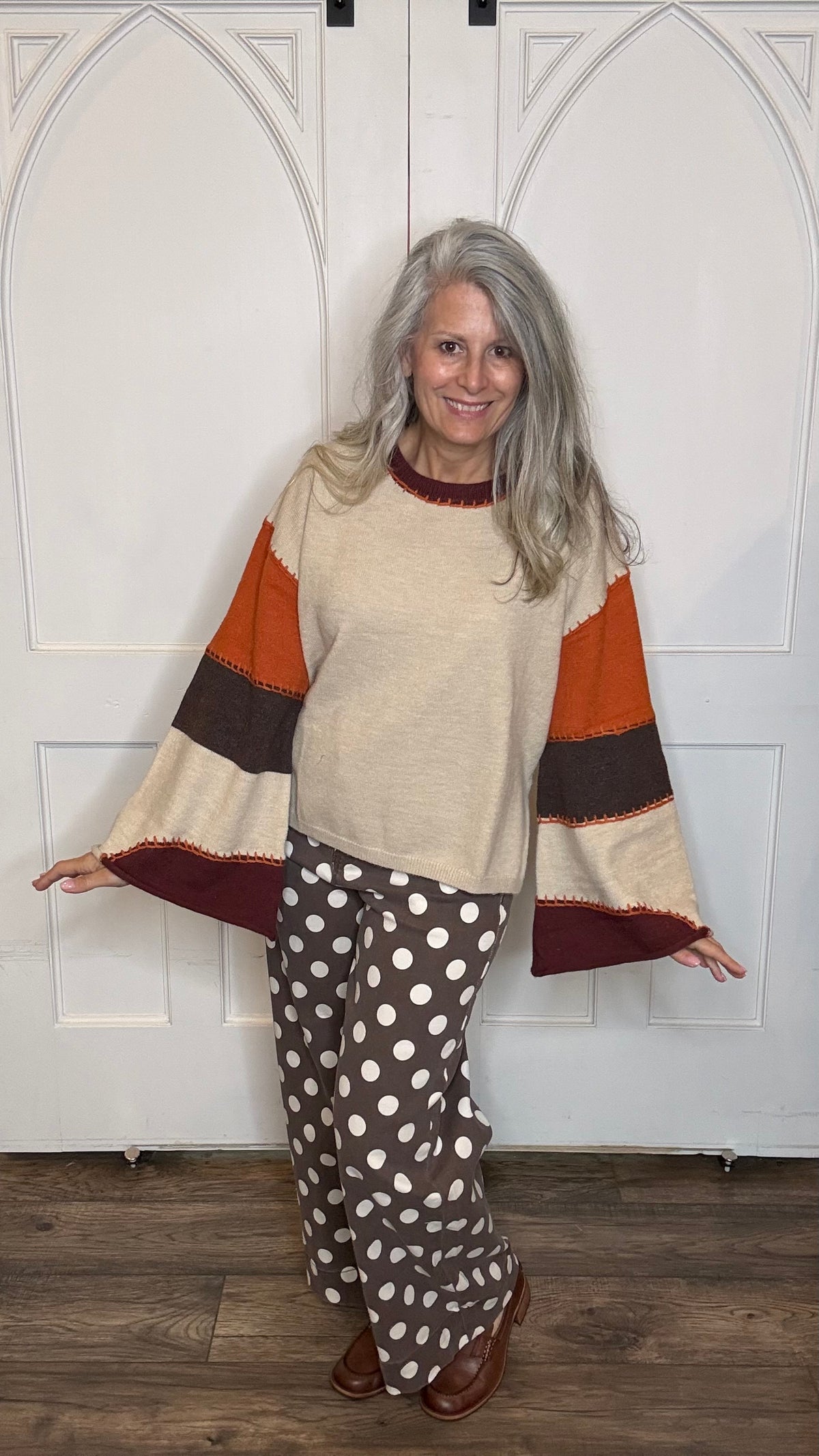 Color Block Bell Sleeve Sweater