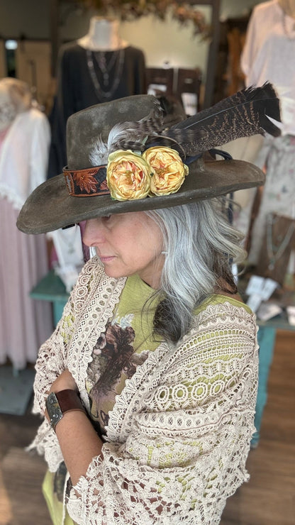 Yellow Rose Cowboy Hat by A Rare Bird - Vintage Vault Boutique