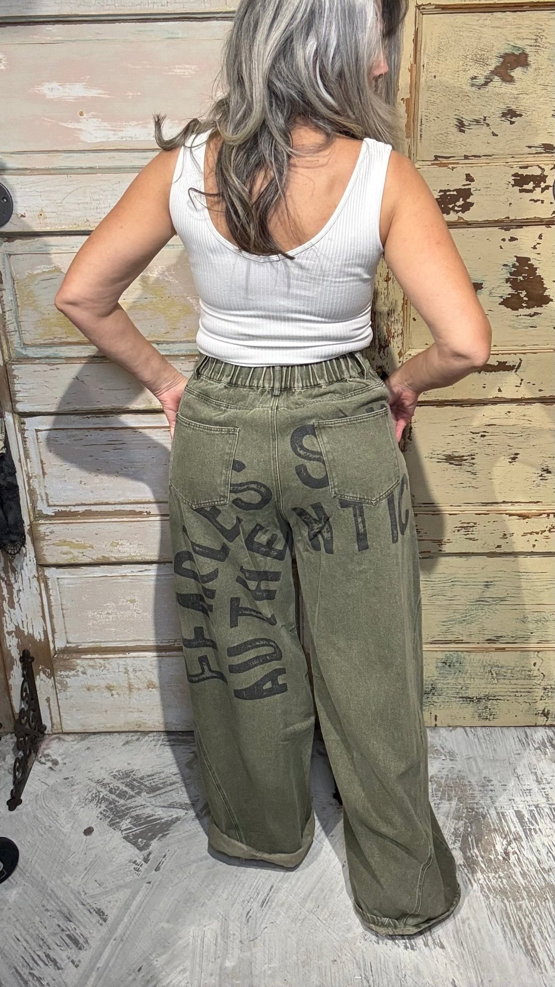 Brave Enough Olive Jeans - Vintage Vault Boutique