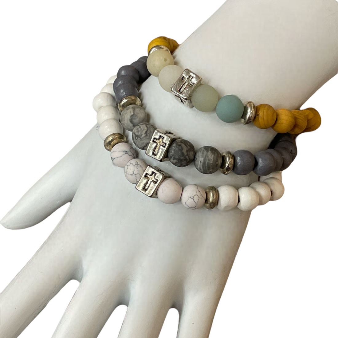 Cross Charm Stretch Bracelet