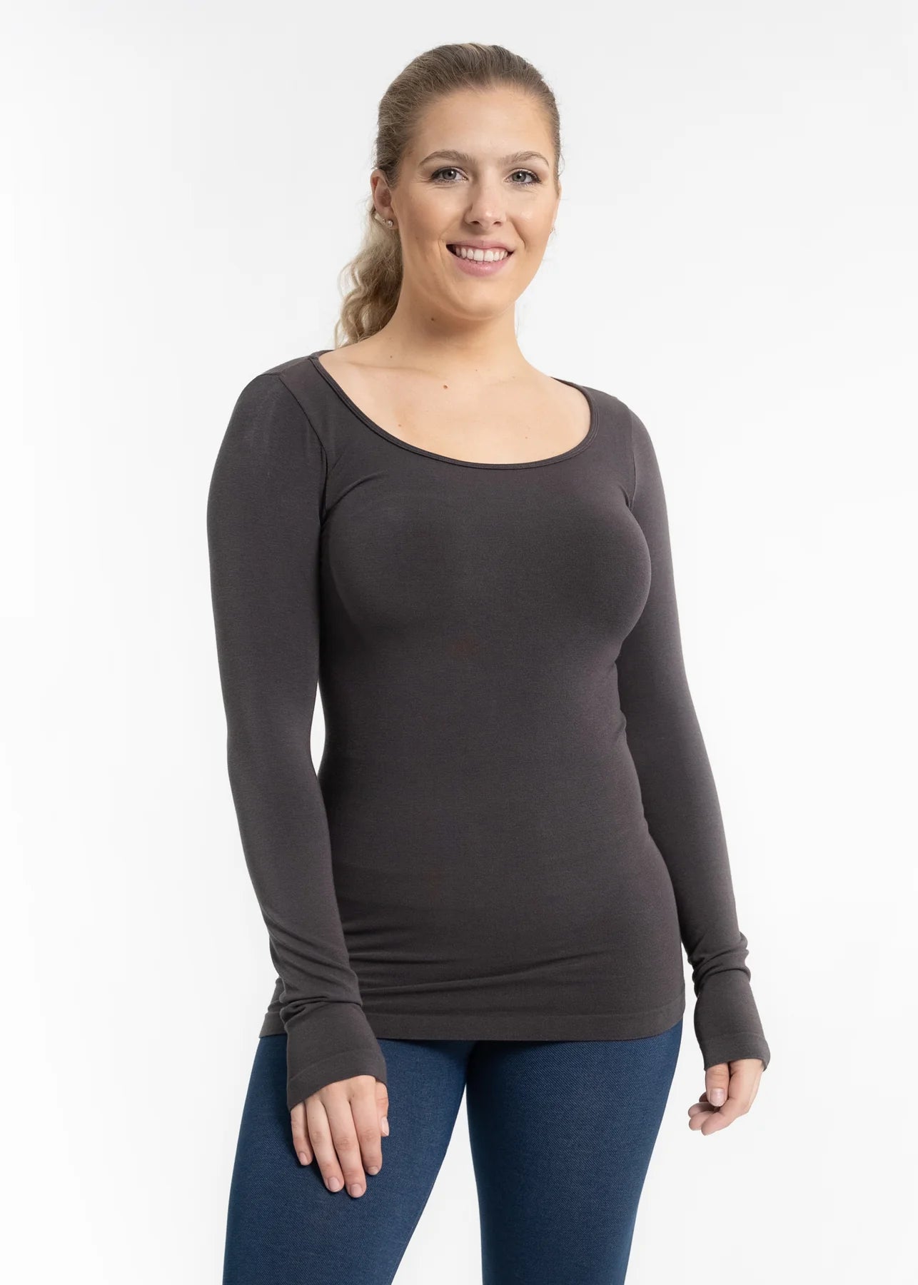 Long Sleeve Round Neck Top - Vintage Vault Boutique