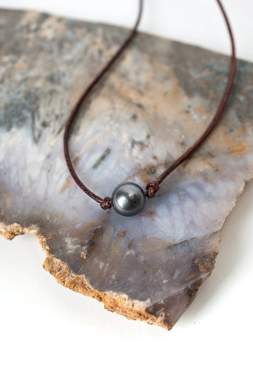 Claridad Leather Choker Necklace N40 - Vintage Vault Boutique