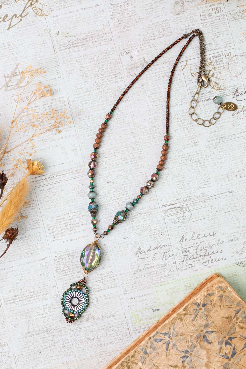 Crisp Autumn 16.5-18.5&quot; Czech Glass With Crystal Simple Necklace