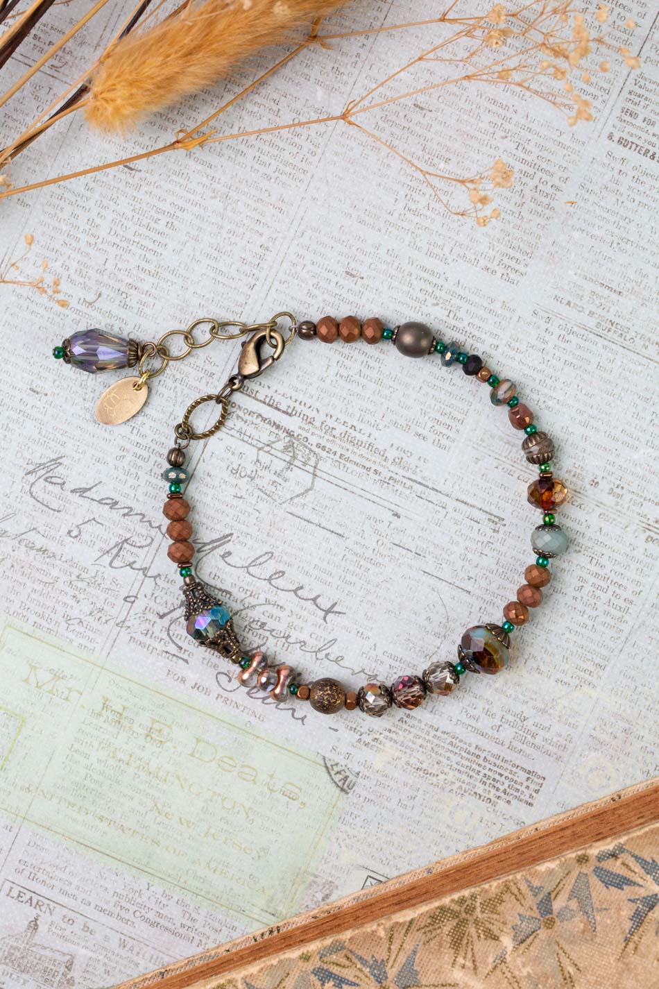 Crisp Autumn 7.5-8.5&quot; Czech Glass, Crystal Simple Bracelet
