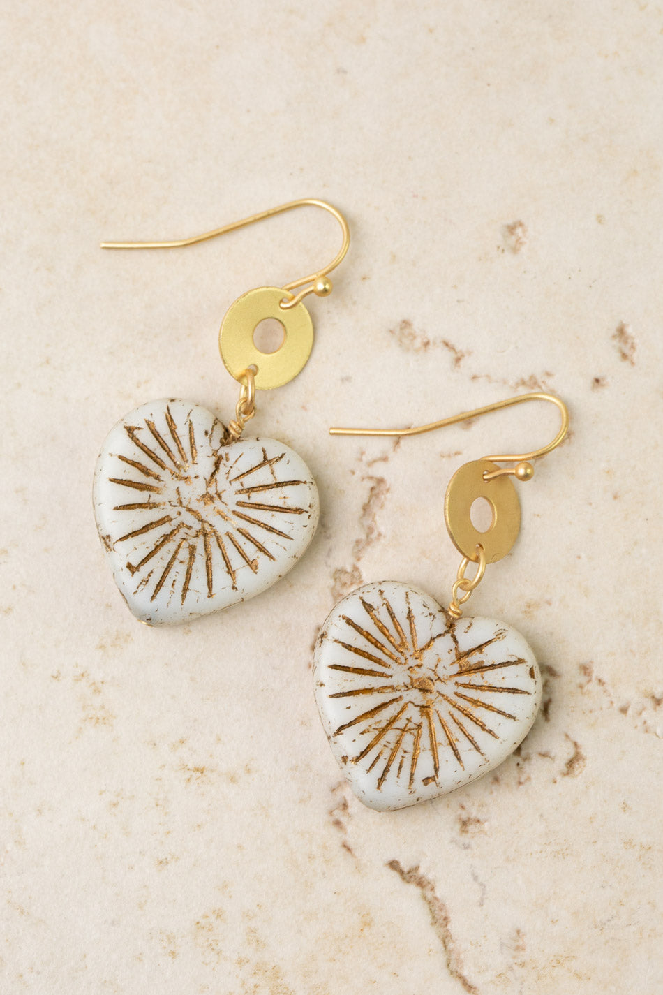 Czech Glass Heart Earrings E100