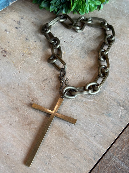 Large Cross on Large Chain Necklace