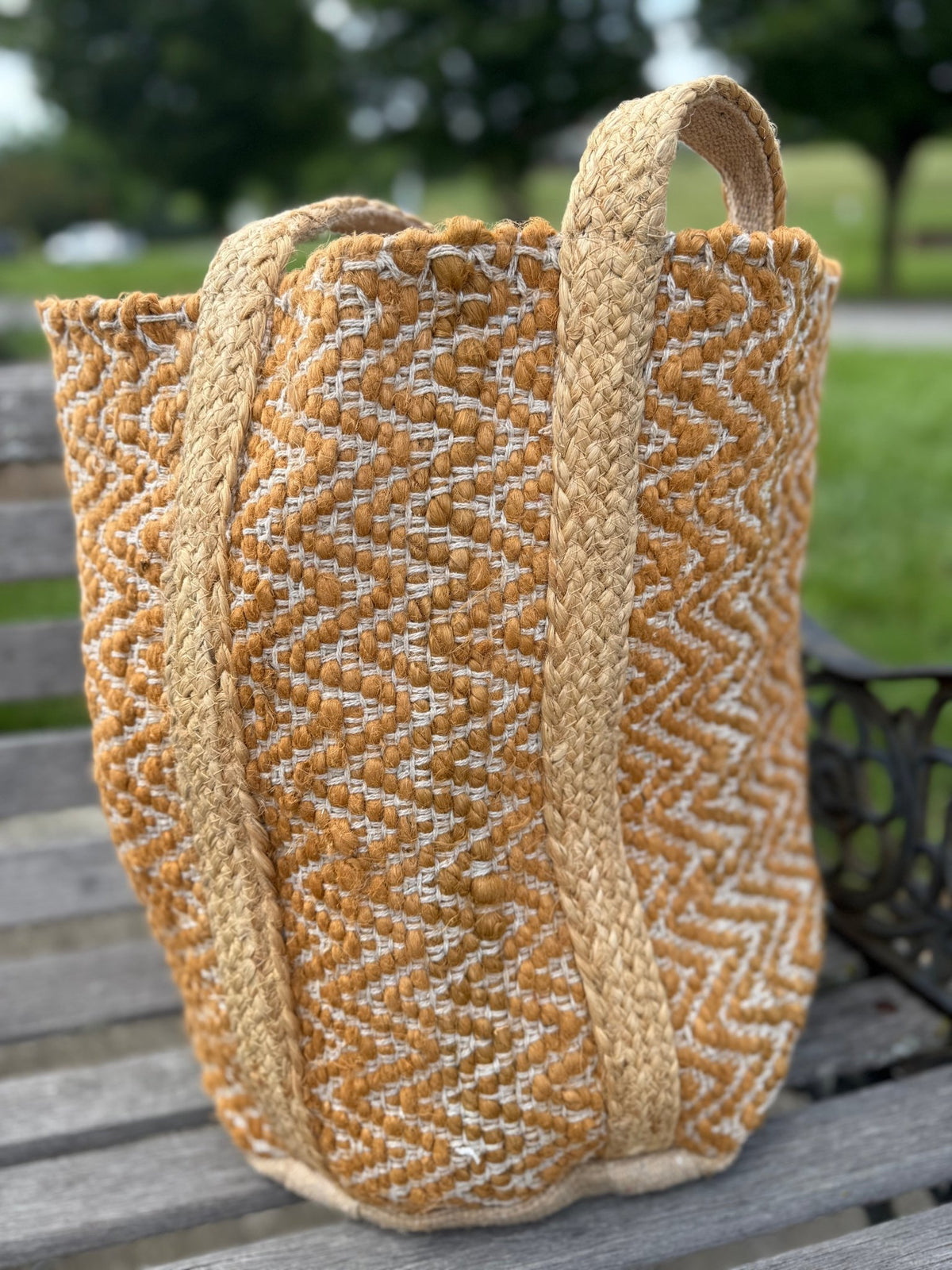 Jute Tote Bag Mustard - Vintage Vault Boutique