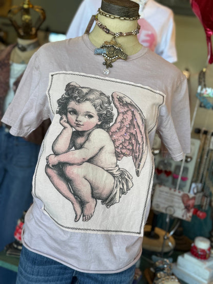 Cherub Bling on Hand Dyed Tee - Vintage Vault Boutique