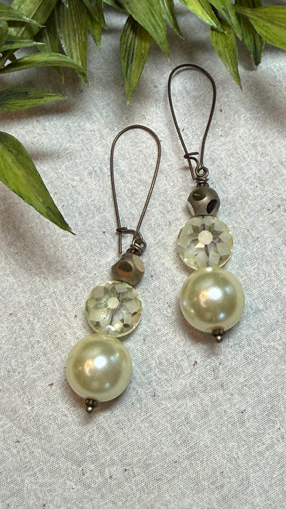 Pearl with Faceted Star Drop Earring