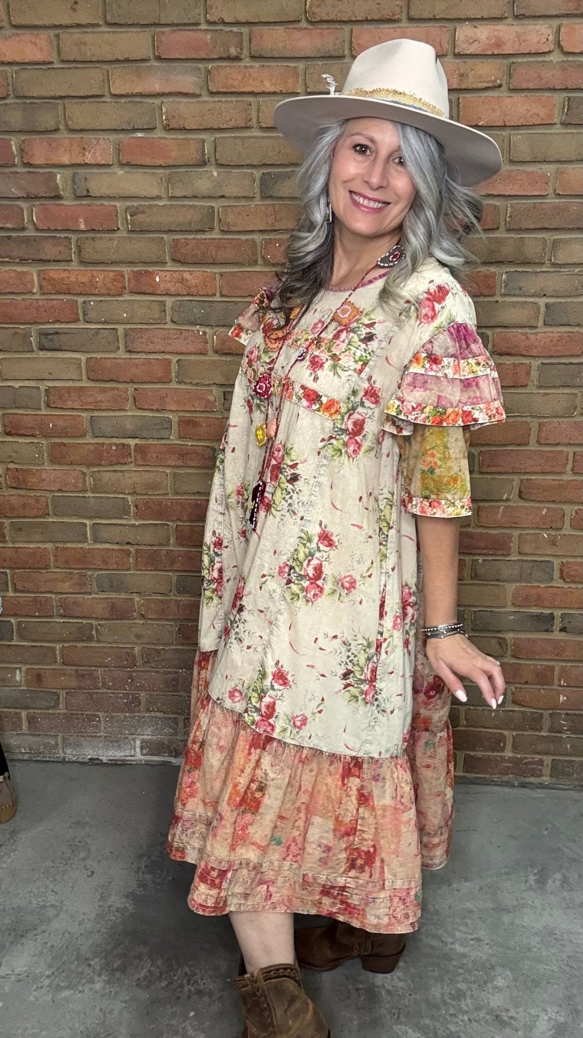 Vintage Wash Ruffle Sleeve Dress - Vintage Vault Boutique