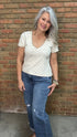 Blue Floral V - Neck Top - Vintage Vault Boutique