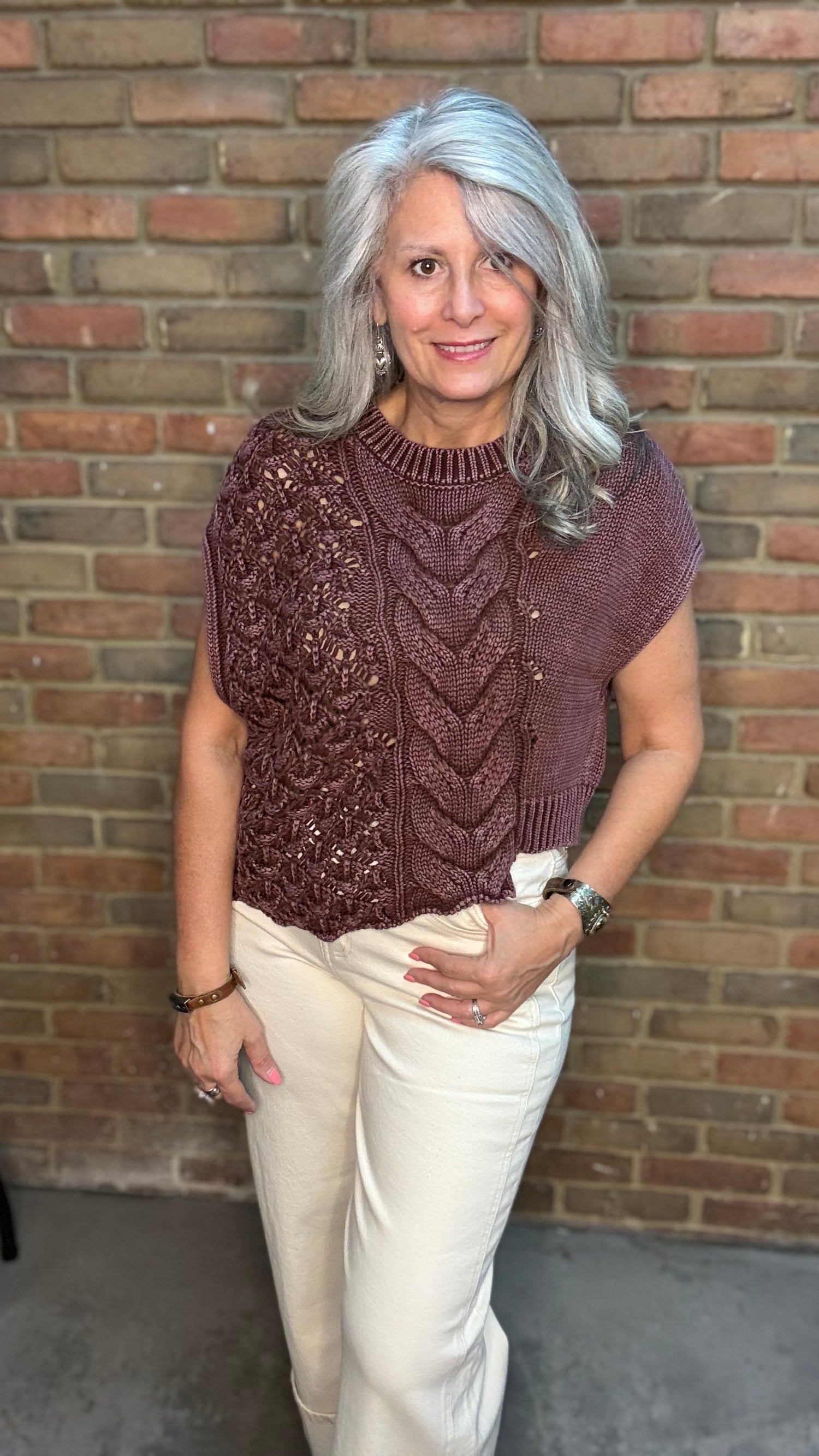 Sleeveless Sweater Vest PLUM