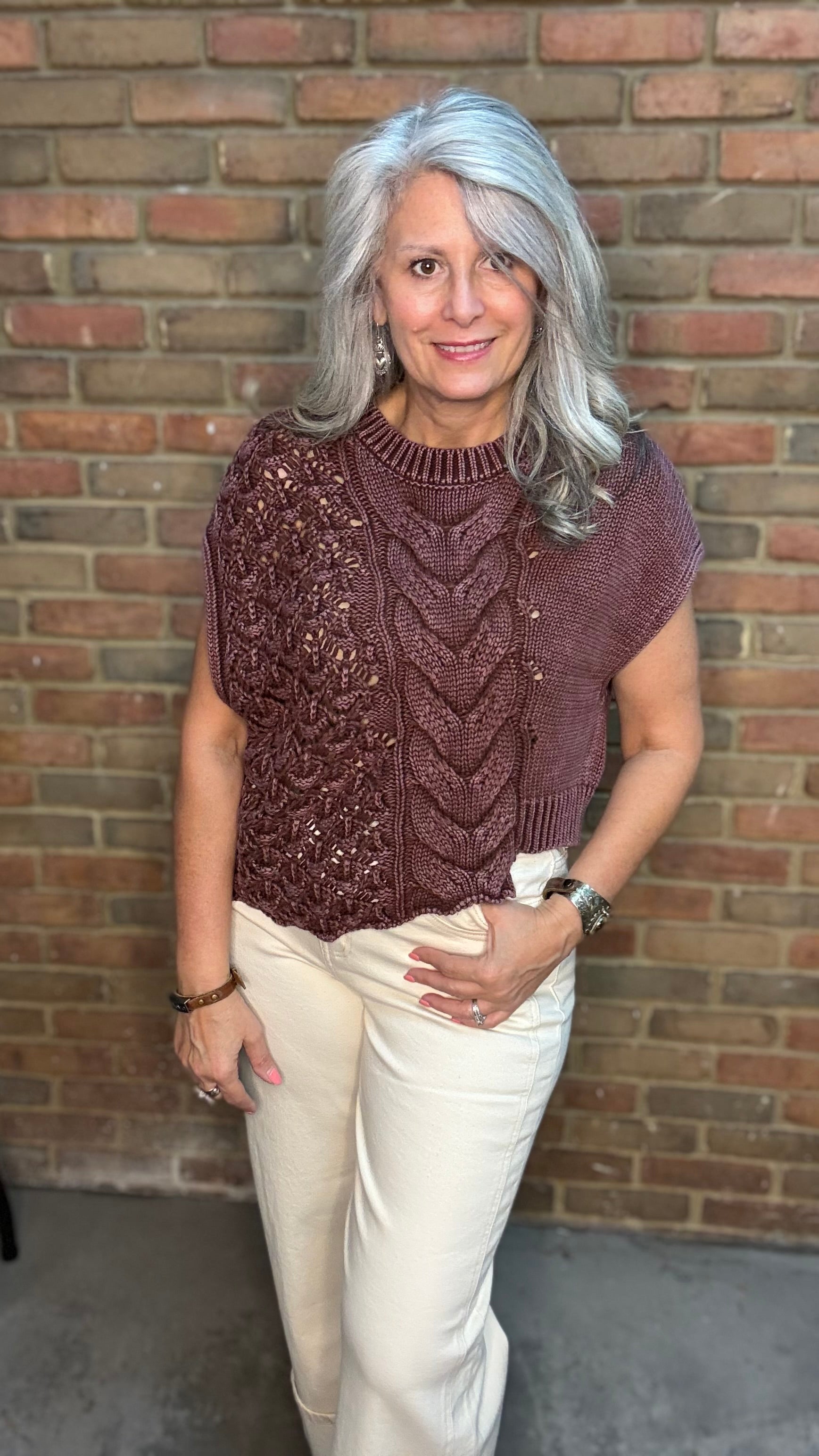 Sleeveless Sweater Vest PLUM