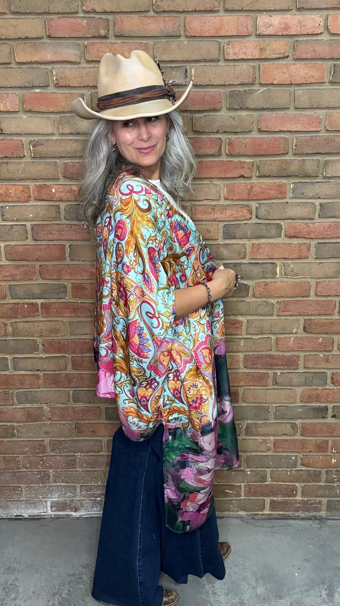 Colorful Paisley Silk Kimono - Vintage Vault Boutique